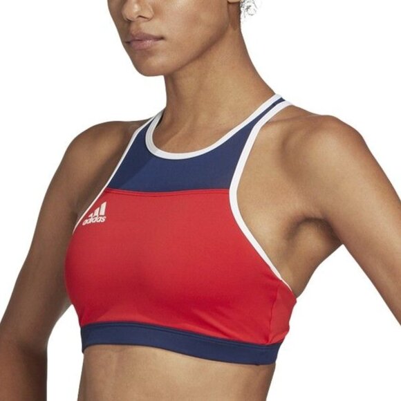 Adidas Don’t Rest Red Blue Beach Volleyball Swim Top Sports Bra - Size Medium - Picture 5 of 8